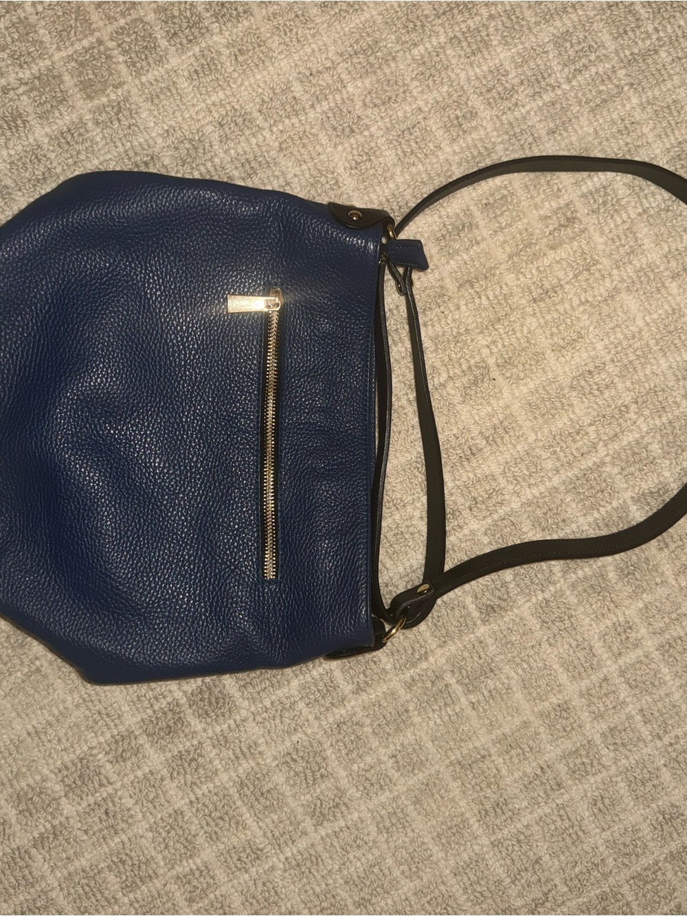 Valentina Blue Pebbled Leather Crossbody Bag